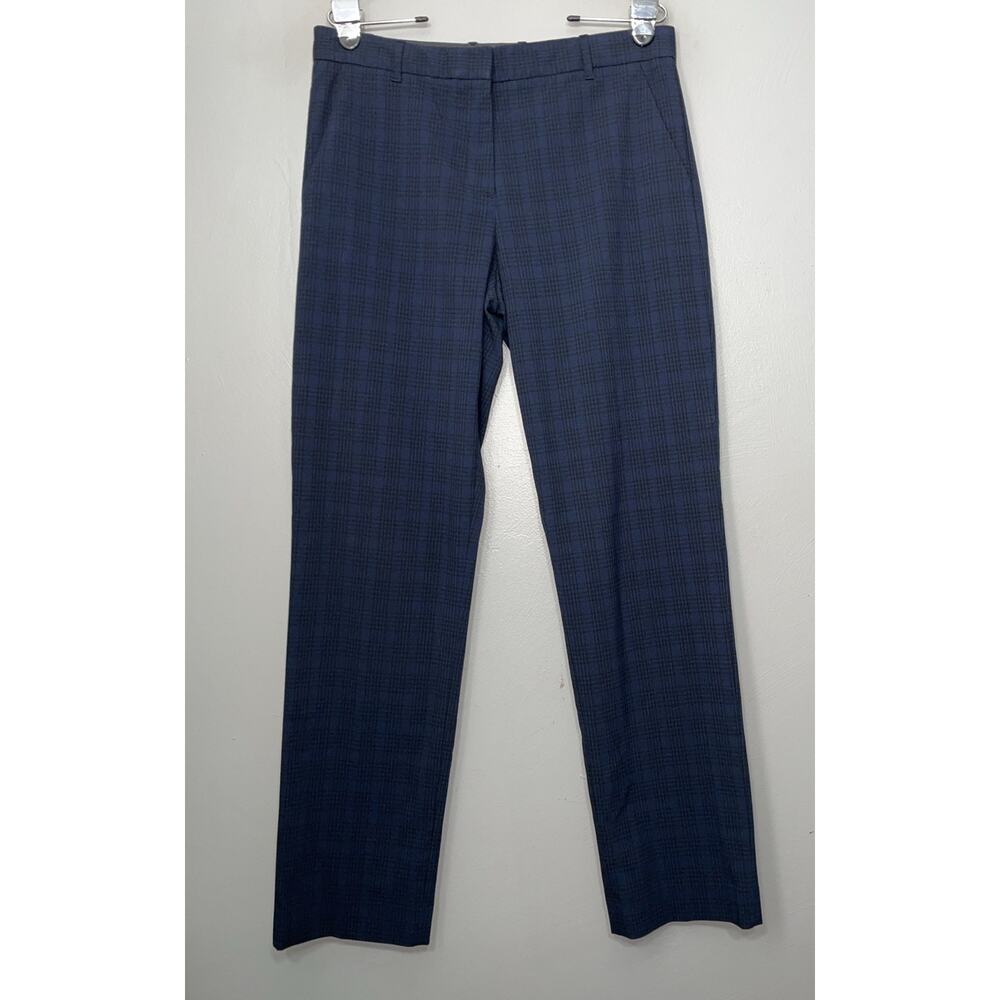 Gap True Straight Size 10 Long Blue Black Plaid Pant Career Preppy Dark Academia
